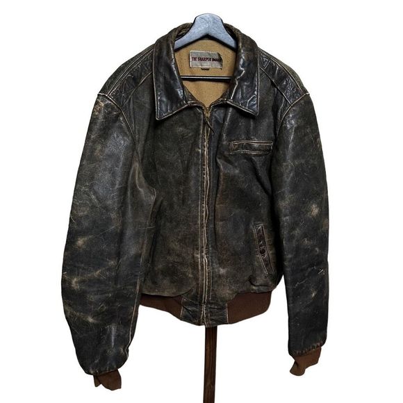 VTG The Sharper Image Leather Brown Jacket Size L Made in USA 70s - Picture 1 of 5